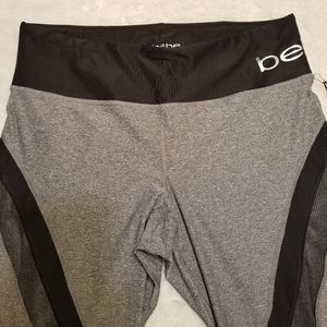 BEBE SPORT MESH INSERT STRIPED CAPRI
